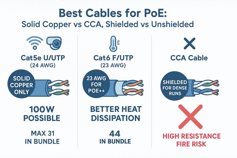 PoE Cable Selection and Structural Comparison Chart